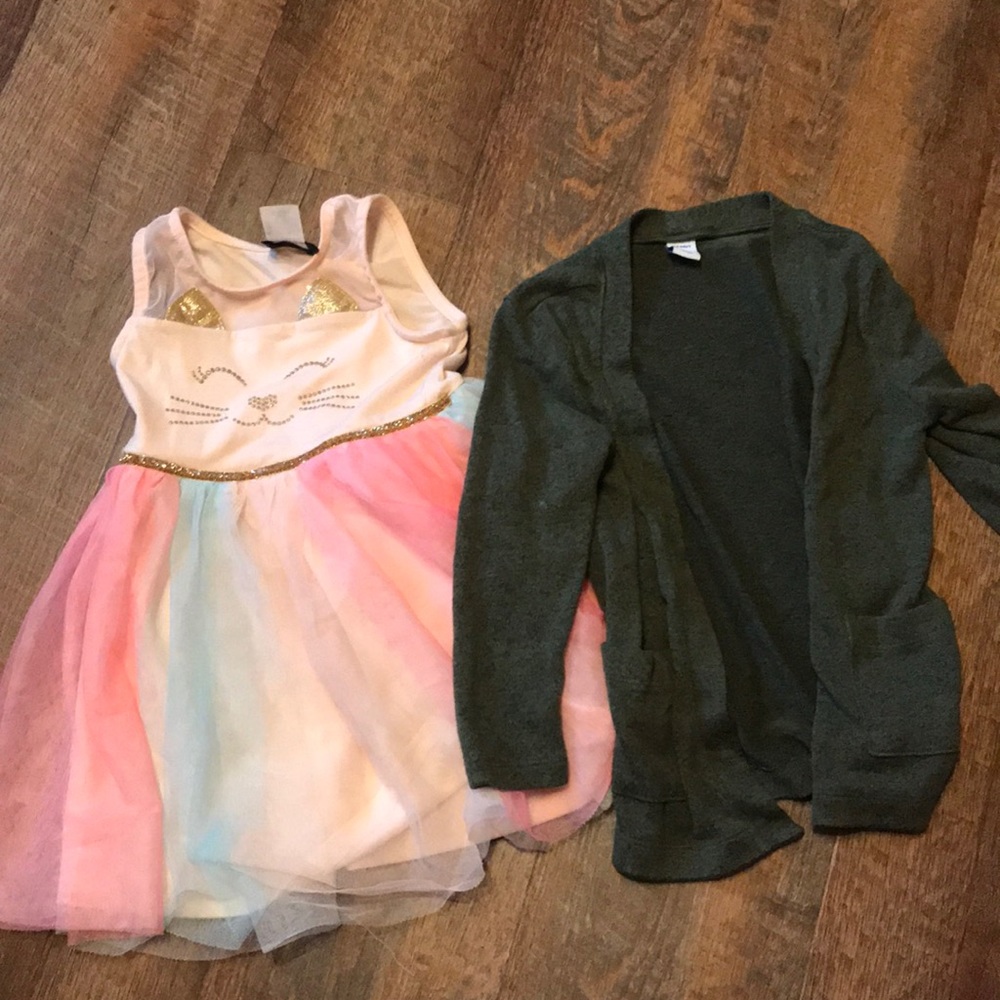 Unicorn dress old navy cardigan